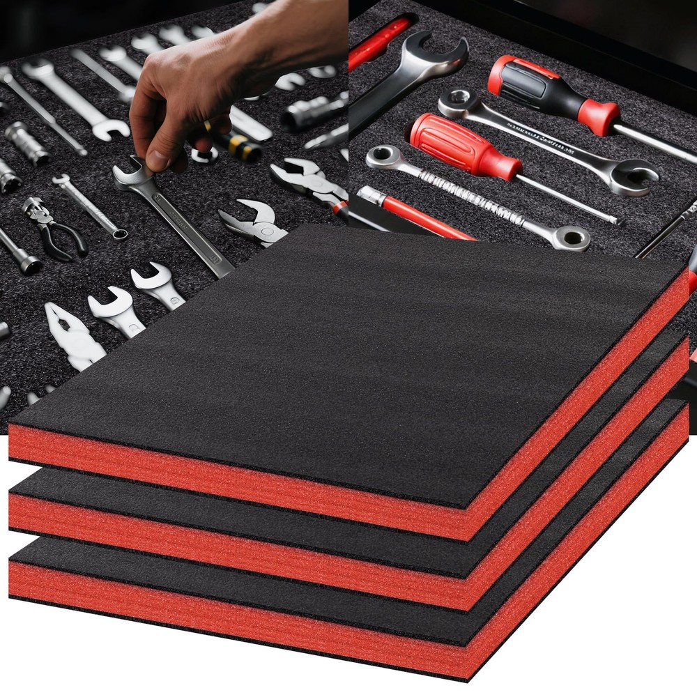 Tool Box Foam, 3Pack 22x18x2 inch, Foam Inserts for Cases,Cuttable Polyethyle...