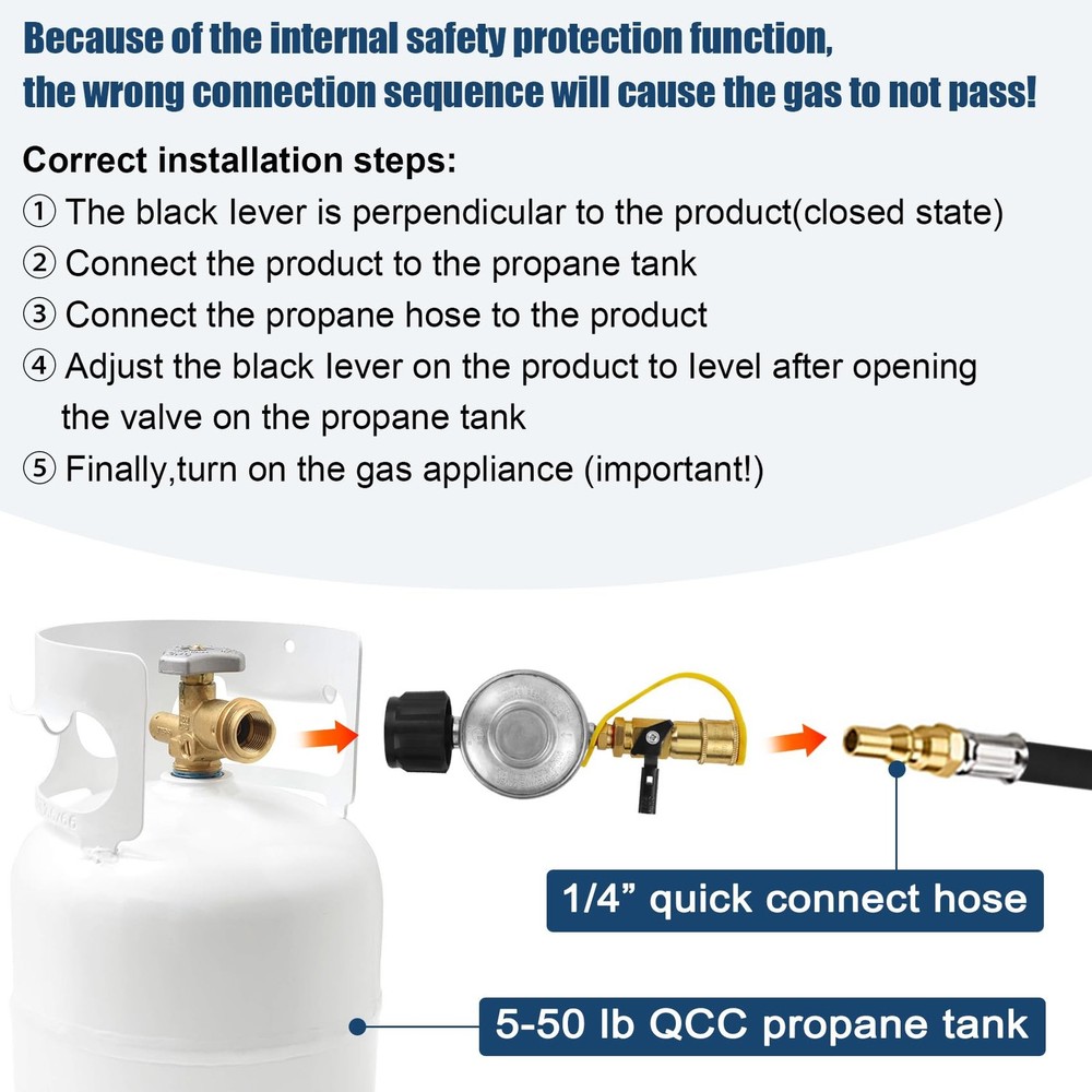 Propane Quick Connect Adapter 1/4 Regulator Hose Fitting Grill