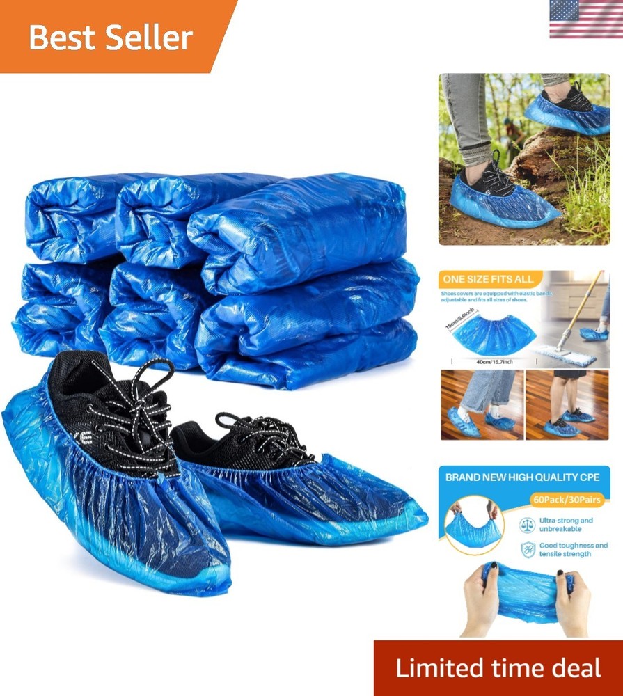Lightweight Disposable Boot Covers - 60 Pack for Easy Carry and Floor Protection