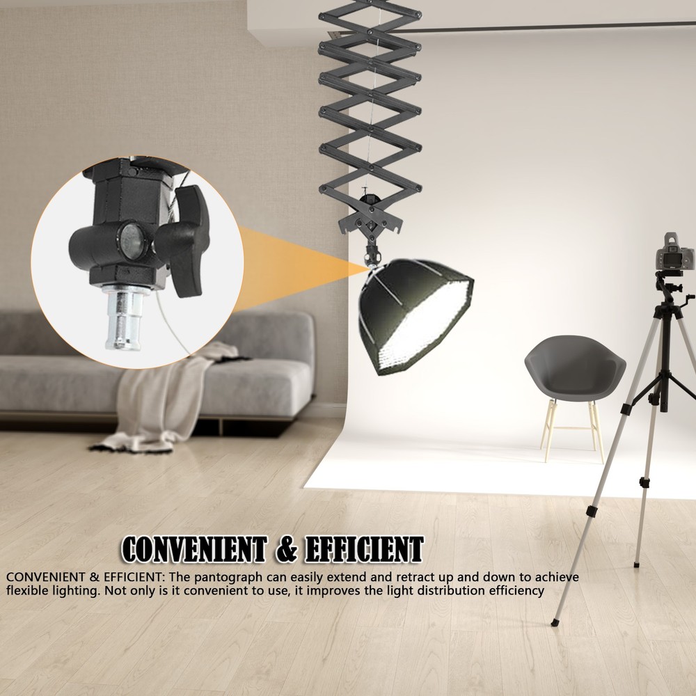 Retractable Drop Pantograph Studio Photography Ceiling Rail Light Holder 200cm