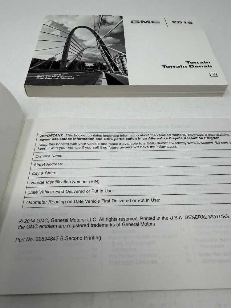 2015 GMC Terrain Denali Owners Manual OEM Complete Set