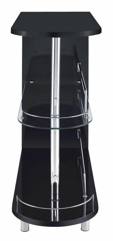 3-tier Bar Table Glossy Black and Clear