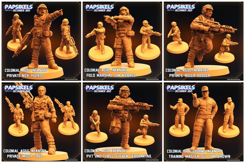 Human Infantry Miniatures | Dropship Troopers | Sci-Fi Miniature | Papsikels