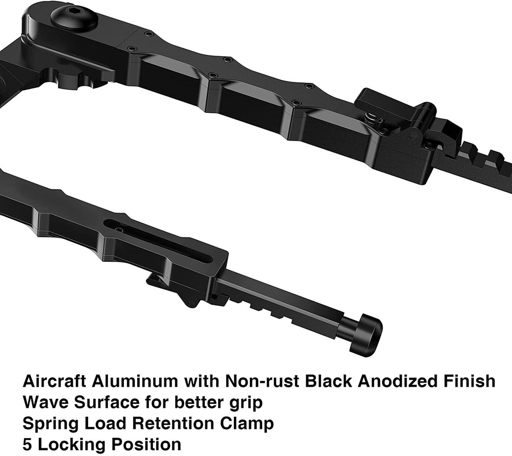 M-LOK 7.5" - 9" Rifle Bipod Adjustable Side rail Direct Attach for Hunt Shooting