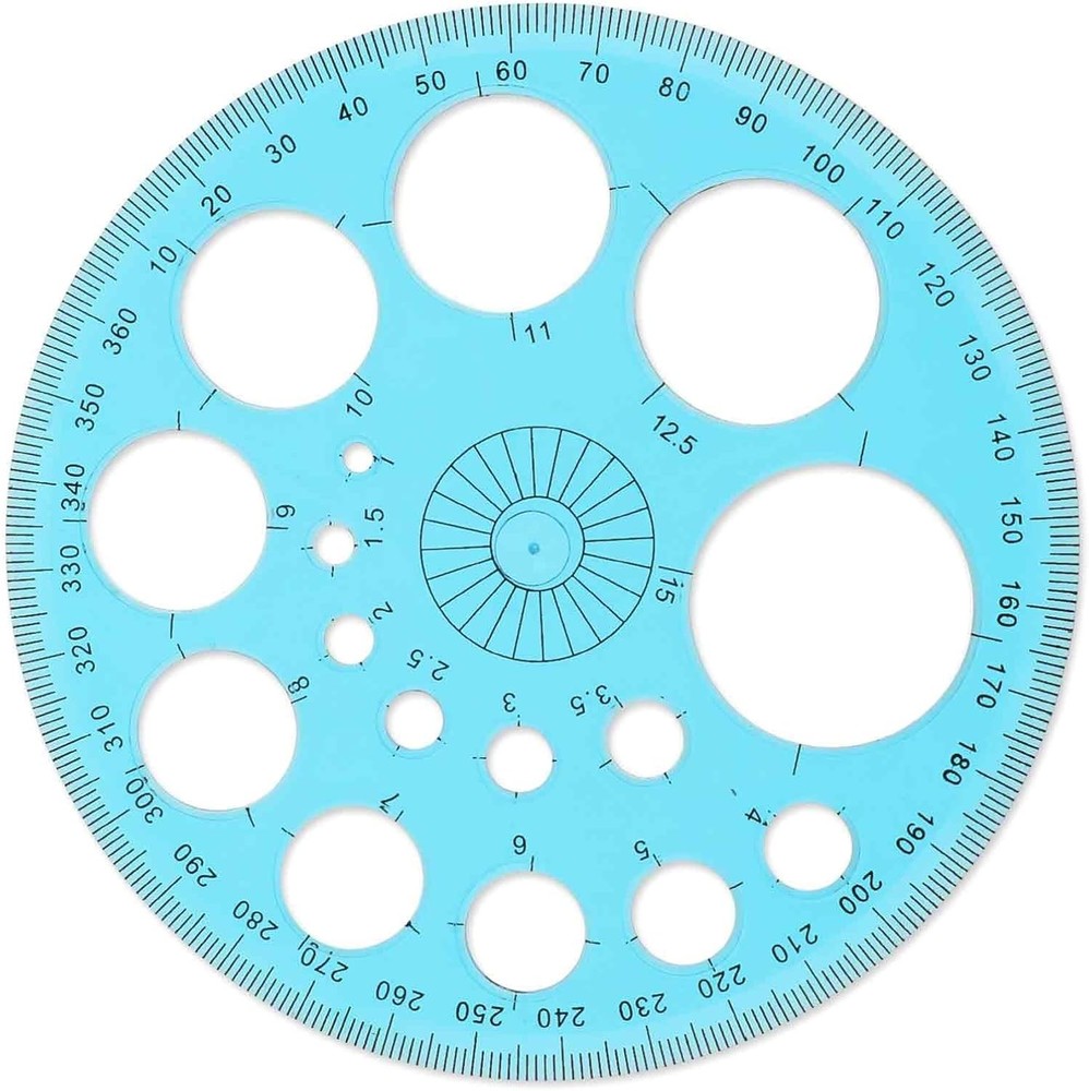 Circle Template for Drawing, Plastic Stencil Geometric blue