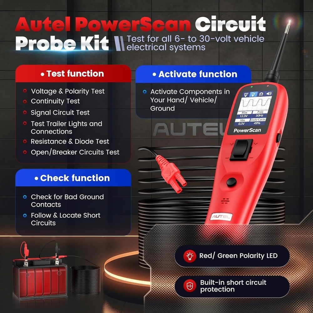 Advanced Power Circuit Tester with Overload Protection & Built-in Flashlight