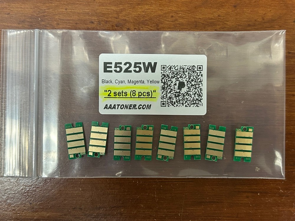 8 x Toner Chip for Dell E525W Color Printer Refill