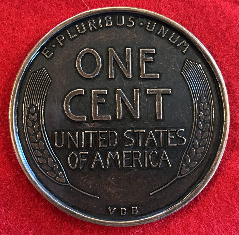 Vintage 1909 VDB Penny 3” Medallion Coaster