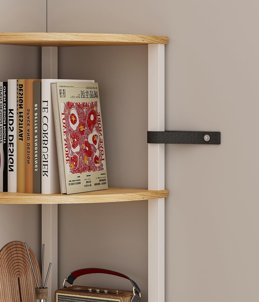 VIMBER 6-Tier Corner Shelf with LED Light, Industrial Corner Ladder Shelf, Rusti