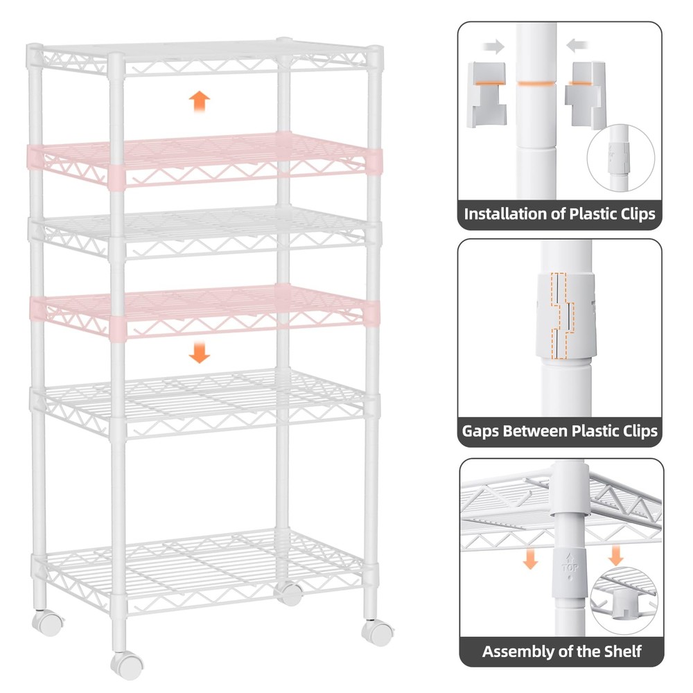 Golpart 4-Tier Metal Wire Shelving Unit, Adjustable Storage Rack, Rust-Resistant