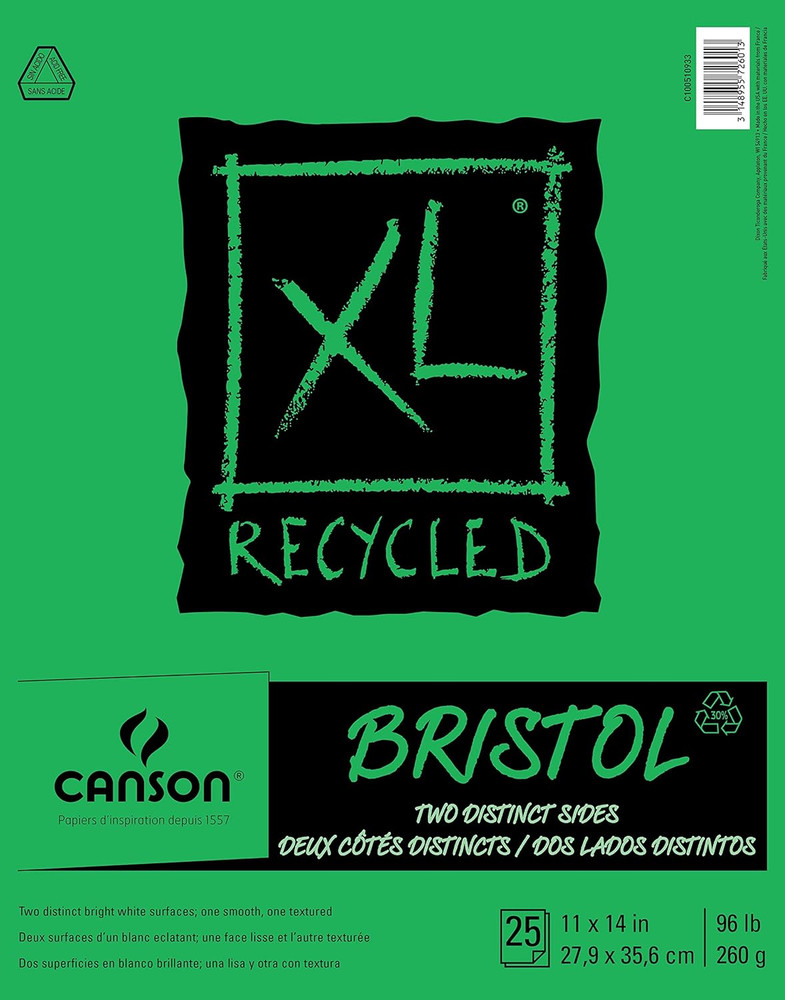 Recycled Bristol Paper Pad 11X14-25 Sheets