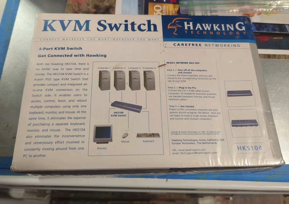 Hawking Technology 4-Port KVM Switch Model HKS104
