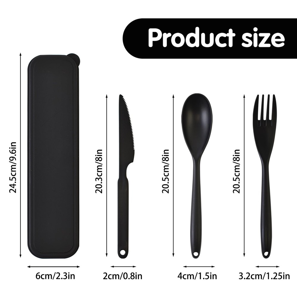 Large Reusable Utensil Set with Case, 2 Sets Portable Plastic Spoons Fork Kni...