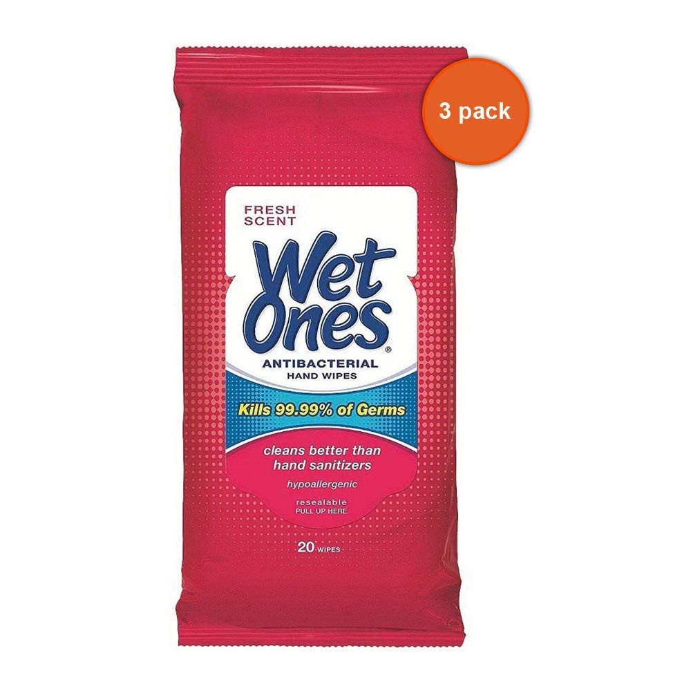 Wet Ones 20CT Wipes - Pack of 3