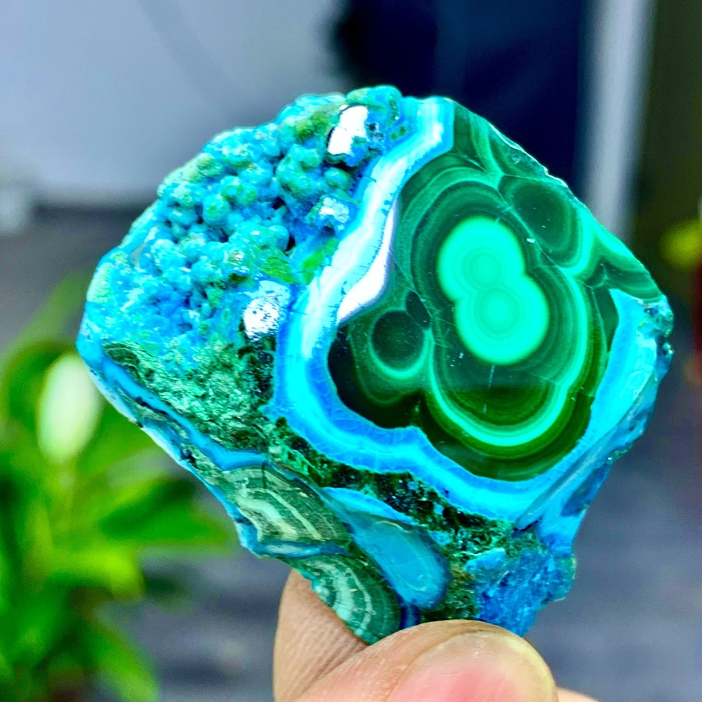 37G Natural Chrysocolla/Malachite transparent cluster rough mineral sample