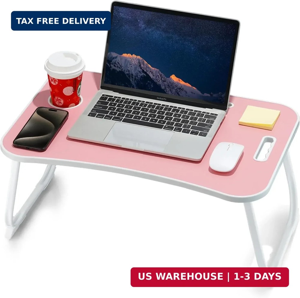 ZEAPTAC Laptop Bed Desk, Foldable Lap Desk, Portable Lap Table, Laptop Stand wit