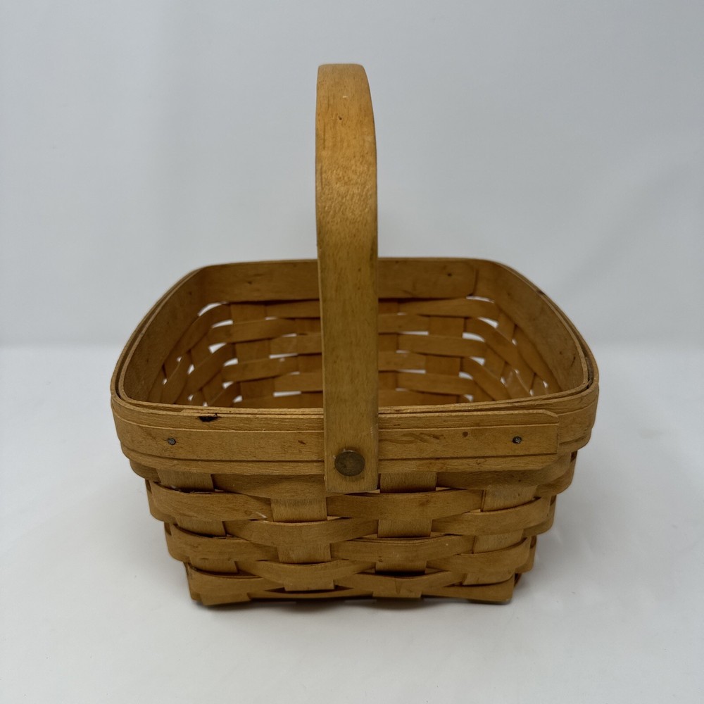 Longaberger 1996 Handwoven 8.5" Square Basket with Handle