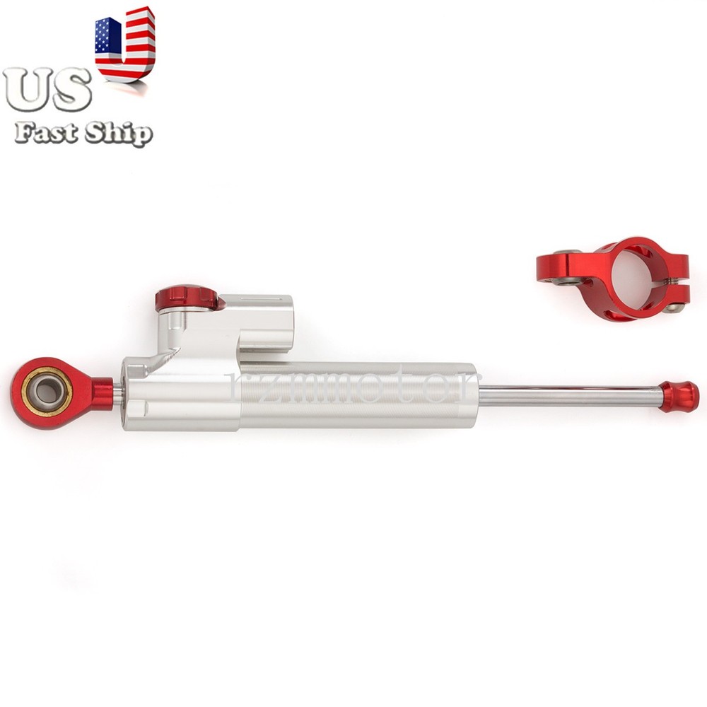 CNC Steering Stabilizer Damper Linear Reversed For CB1300 CB1000R Silver&Red x1