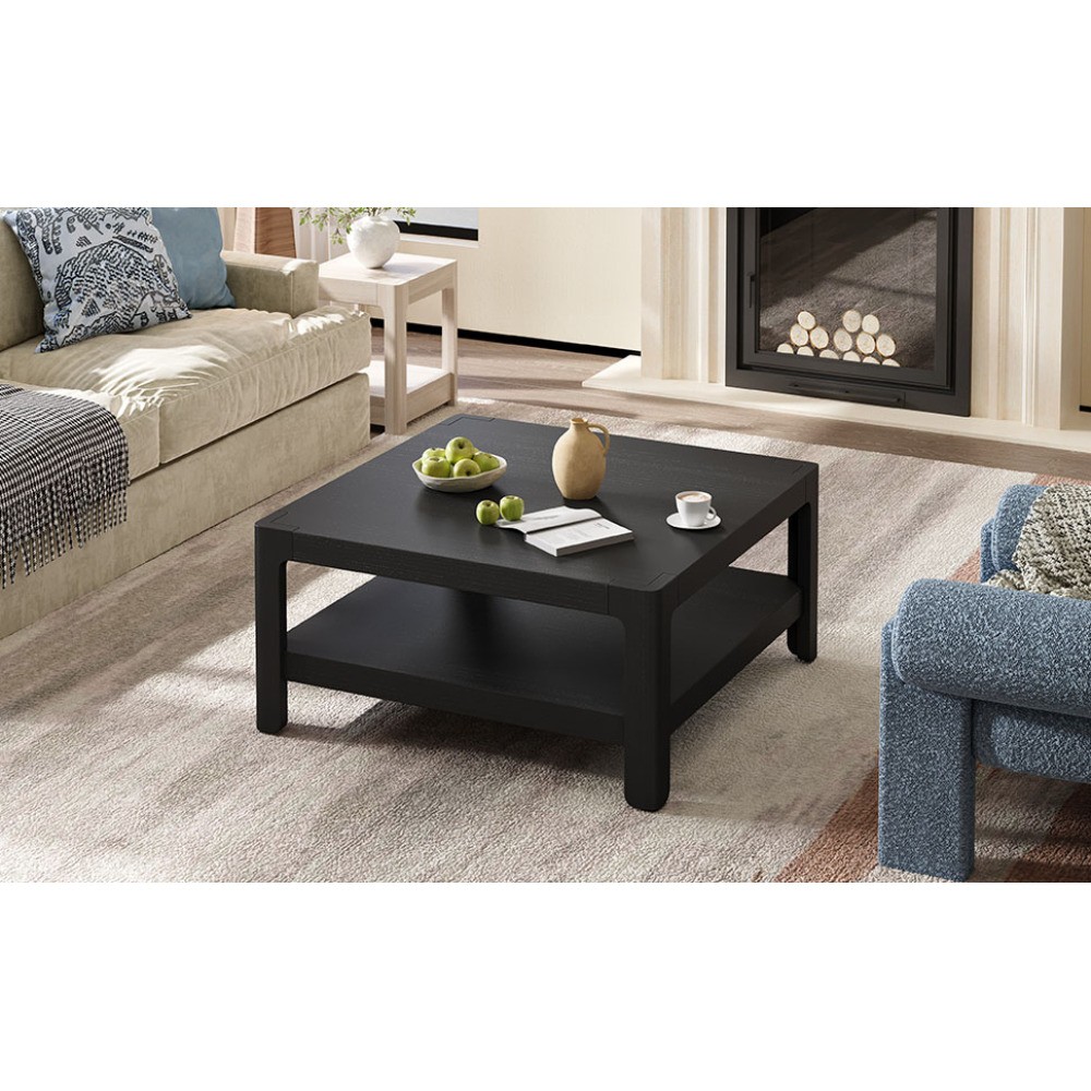 Farmhouse Coffee Table, Modern Soft Rounded Profile, Living Room