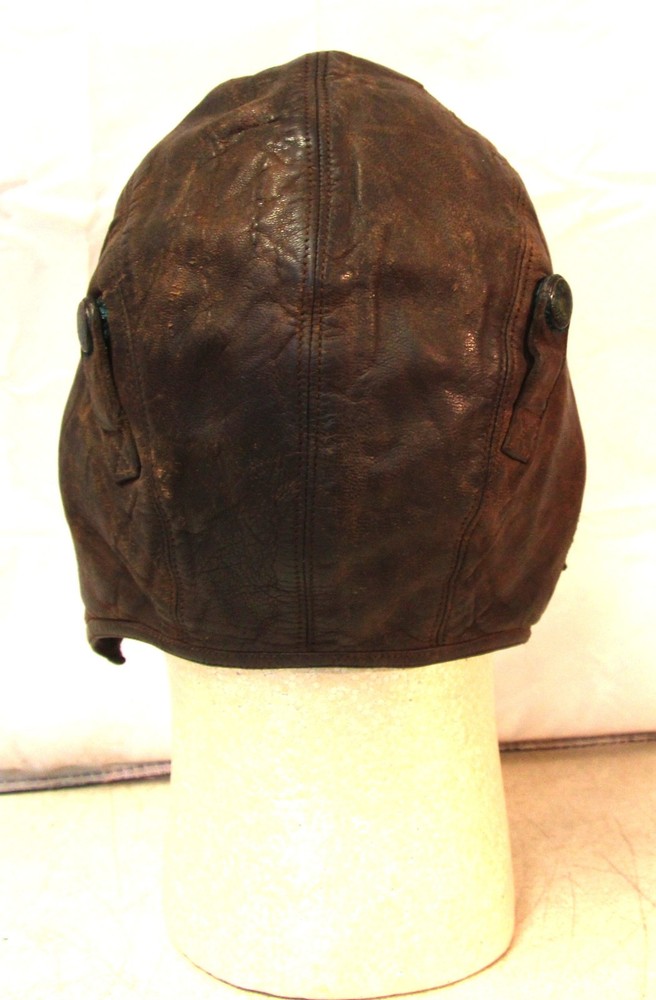 WWII era leather pilot flight helmet