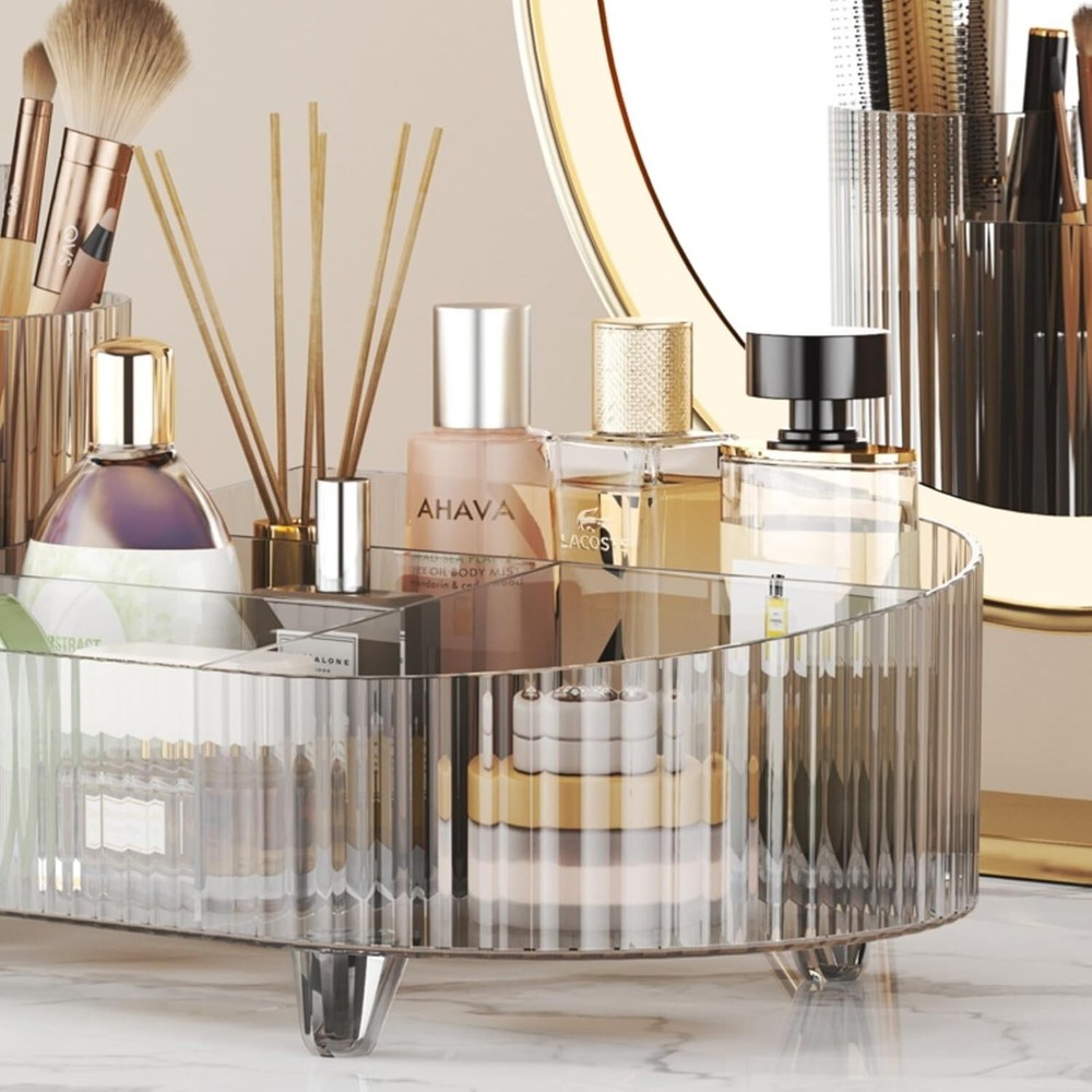 Eco-Friendly 360° Rotating Makeup Organizer - Large Capacity & Polished Finish
