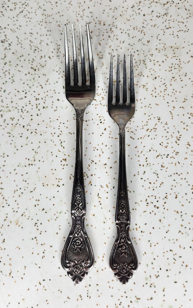Vintage Flatware NORMANDY Stainless Rose Floral Salad & Dinner Fork Japan