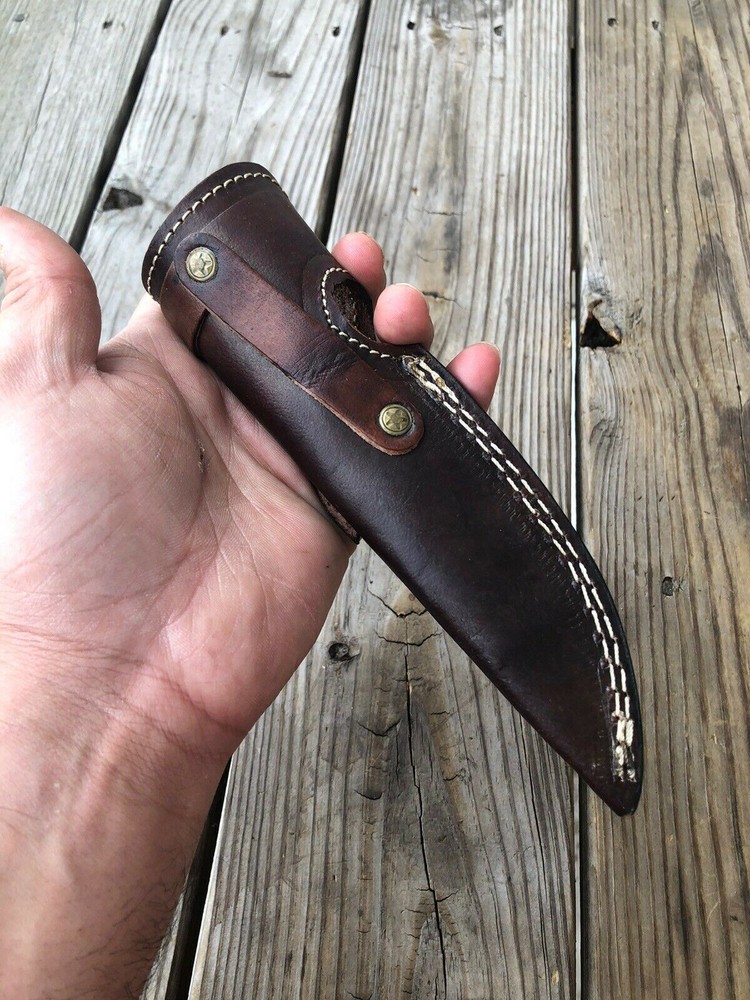 Custom Handmade genuine Leather Engraved Sheath For Fixed Blade Knife / holster
