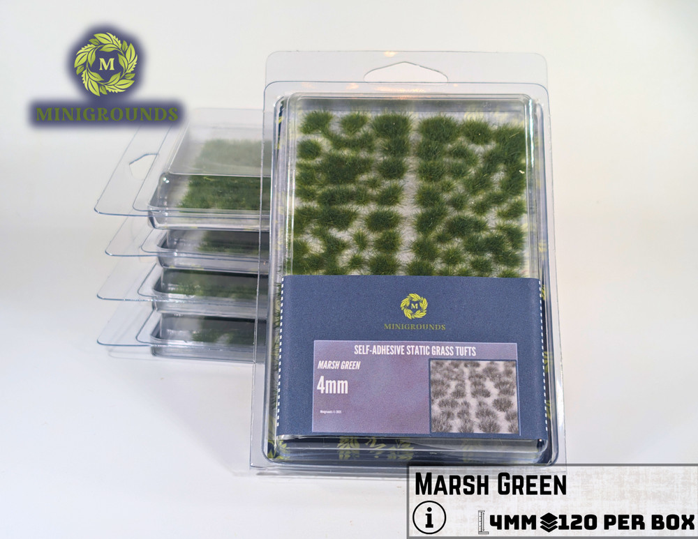 Static Grass Tufts – Marsh Green 4mm | Self-Adhesive Wargaming Terrain Basing