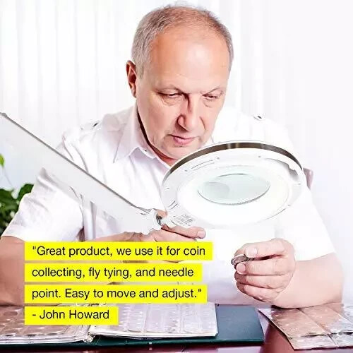 LightView Pro 6 Wheel Rolling Base Magnifying Floor Lamp - Magnifier Bright LED