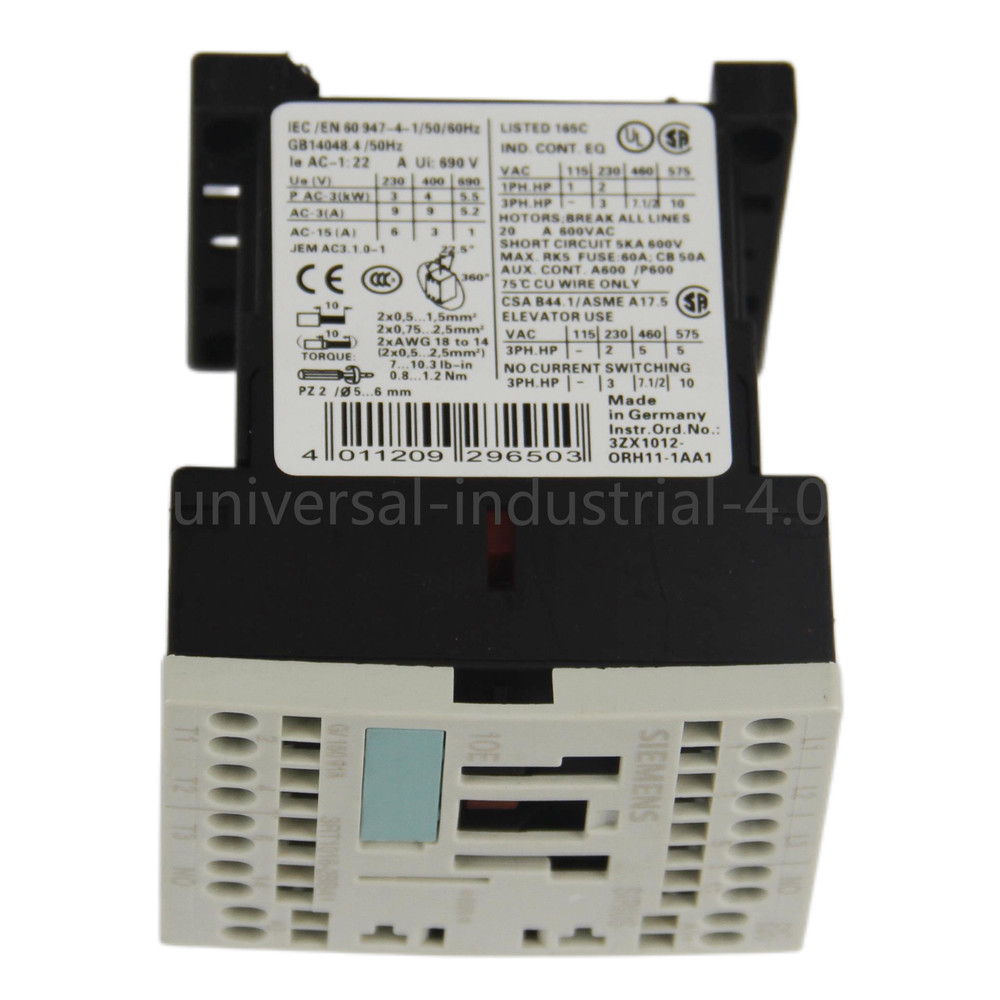 New SIEMENS 3RT1016-2BB41 PLC CONTACTOR 3-POLE 24VDC 9A AUXILIARY CONTACTS