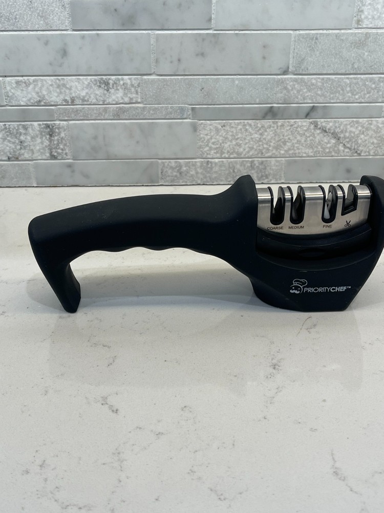 PriorityChef 3 Stage Manual Coarse Medium Fine Kitchen Knife Sharpening Tool