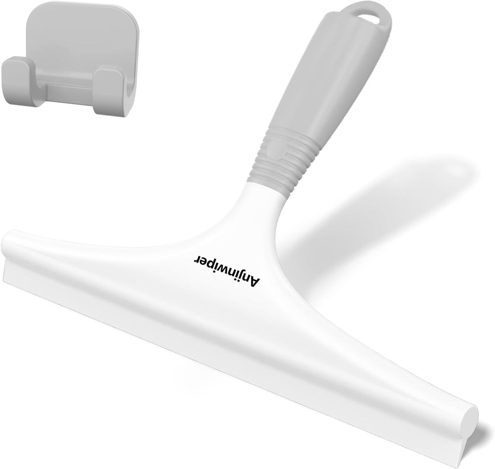 Silicone Shower Squeee with Hook, Bathroom Squeee for Shower Glass,