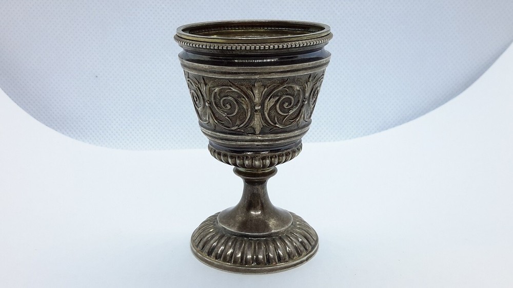German 800 Silver Egg Cup Repousse Not Sterling. Wilhelm Binder WTB
