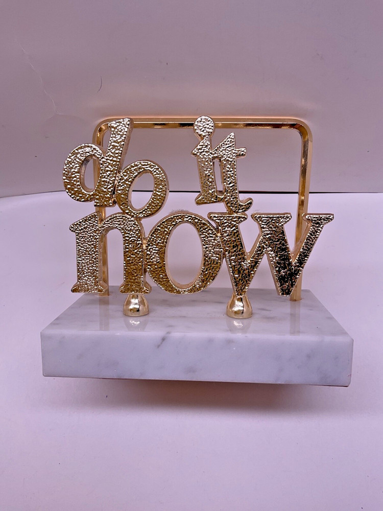 Marble & Brass "Do it Now" Post Note Letter Holder Paperweight