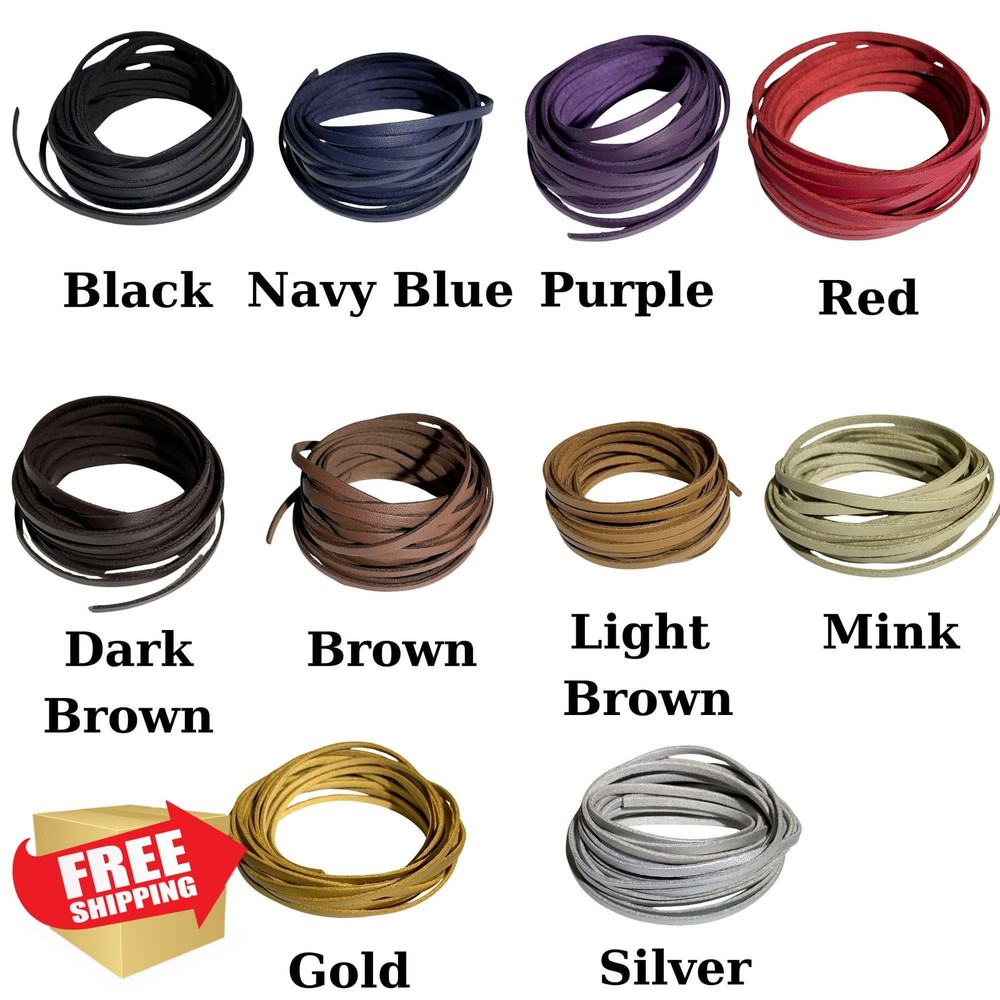 4mm Flat Leather Cord 5+ Yds Tan Braiding String