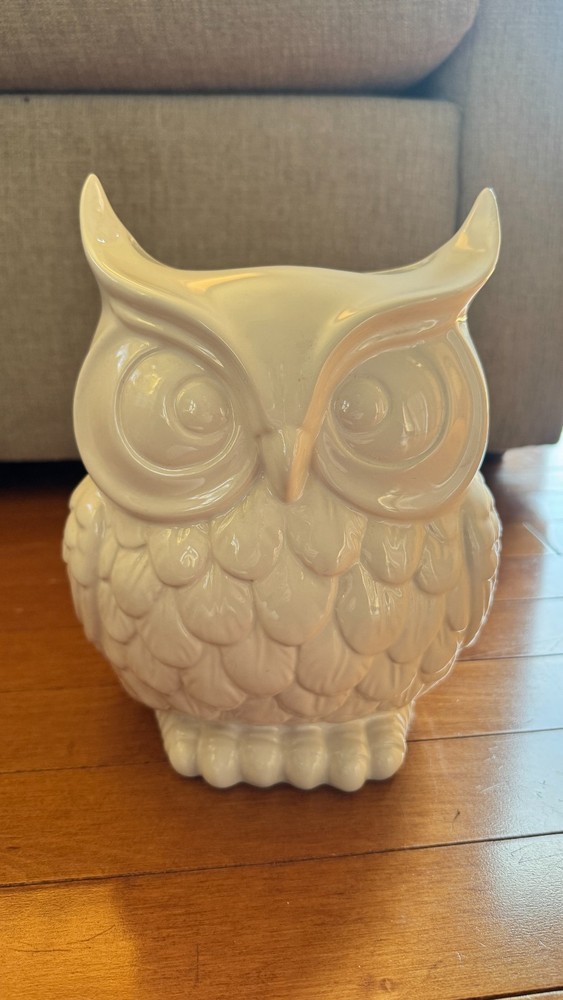 Ceramic White Owl Figurine - Vase