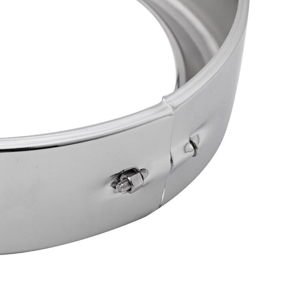 7'' Headlight Visor Style Trim Ring Chrome For-Harley Touring Electra Glide