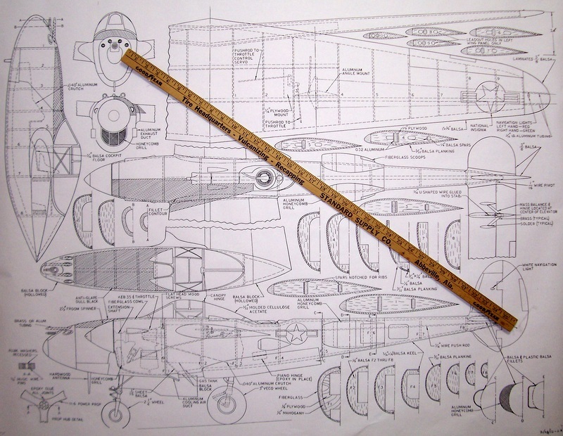 P-38 SUPER-SCALE PLANS + CONSTRUCTION ARTICLE to Build a 52" UC Model Airplane