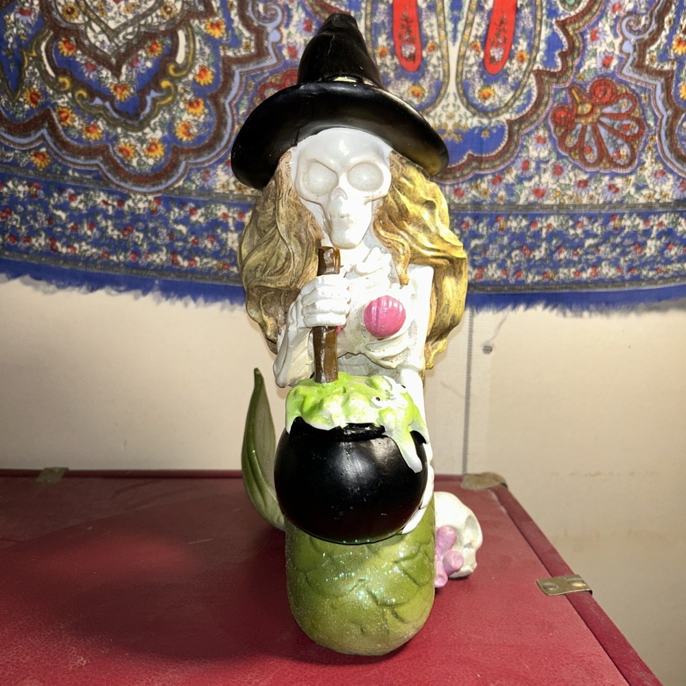 Mermaid Witch Skeleton Halloween Statue