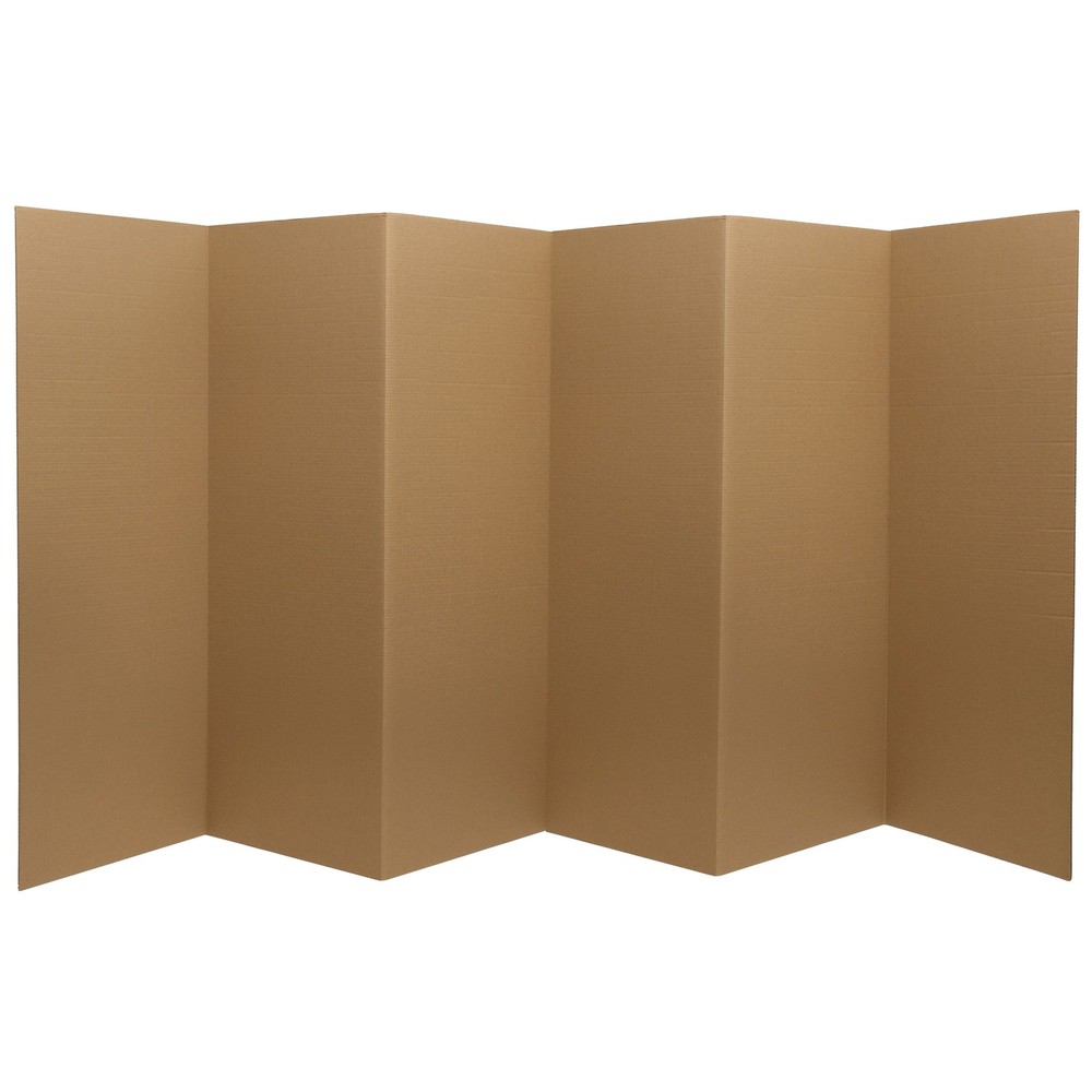 4 ft. Short Brown Temporary Cardboard Folding Screen - 6 Panels