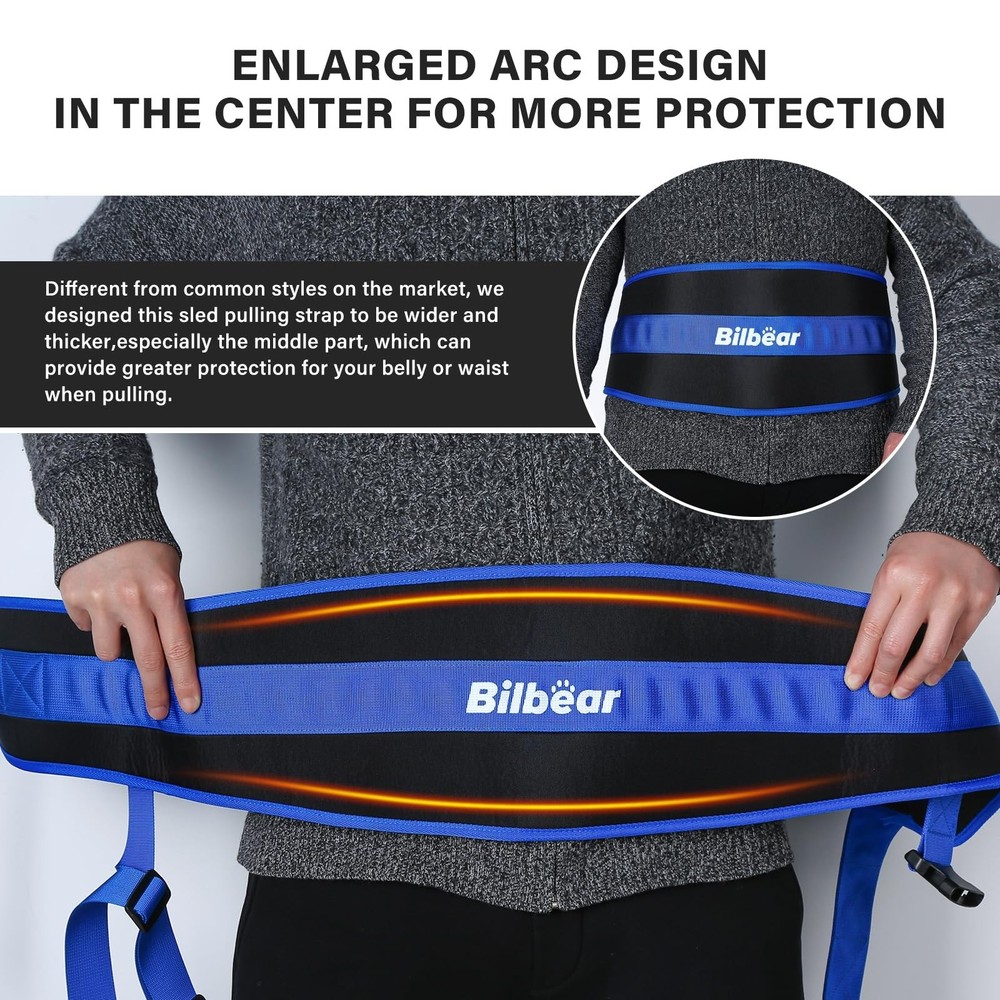 Bilbear Sled Pulling Belt,Adjustable Sled Training Waist Belt, Belt for Pulli...