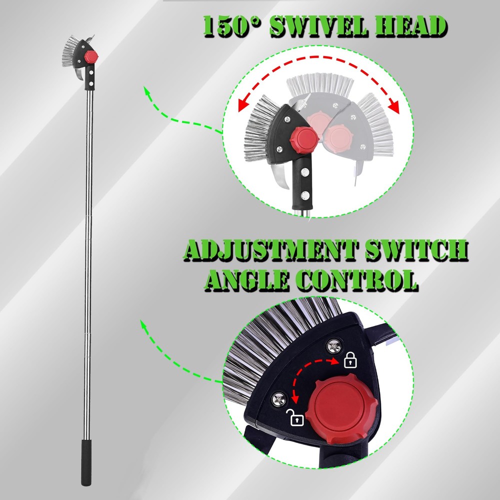 Crack Weeder Long Handle 3-in-1 Adjustable Crevice Cleaning Tool with Stainle...