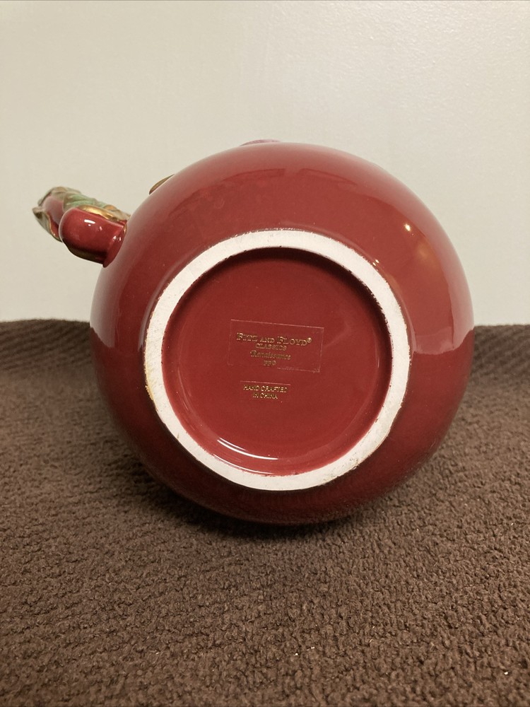 Fitz And Floyd Classics Renaissance Maroon Ceramic Pitcher - 10” H
