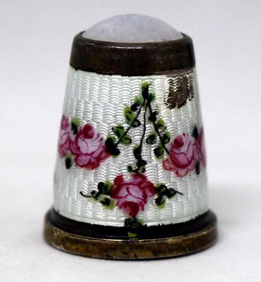 Rare Vintage Norwegian Sterling Silver Enamel Thimble