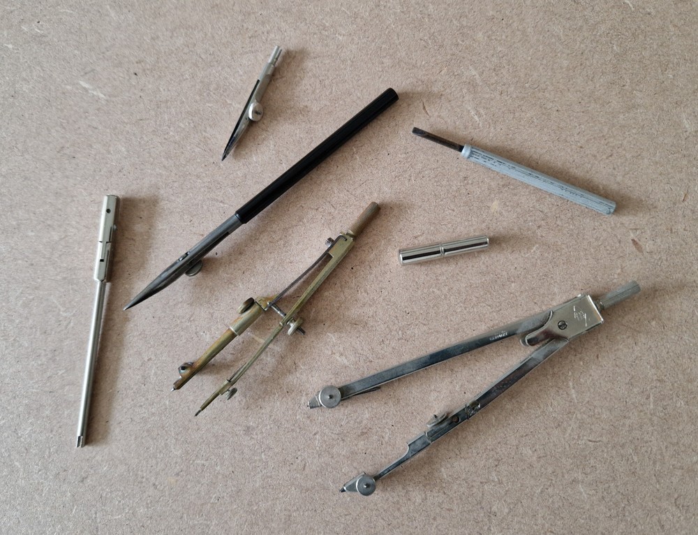 Vintage Architectural Technical Draughtsman Drawing Instrument Set in Case