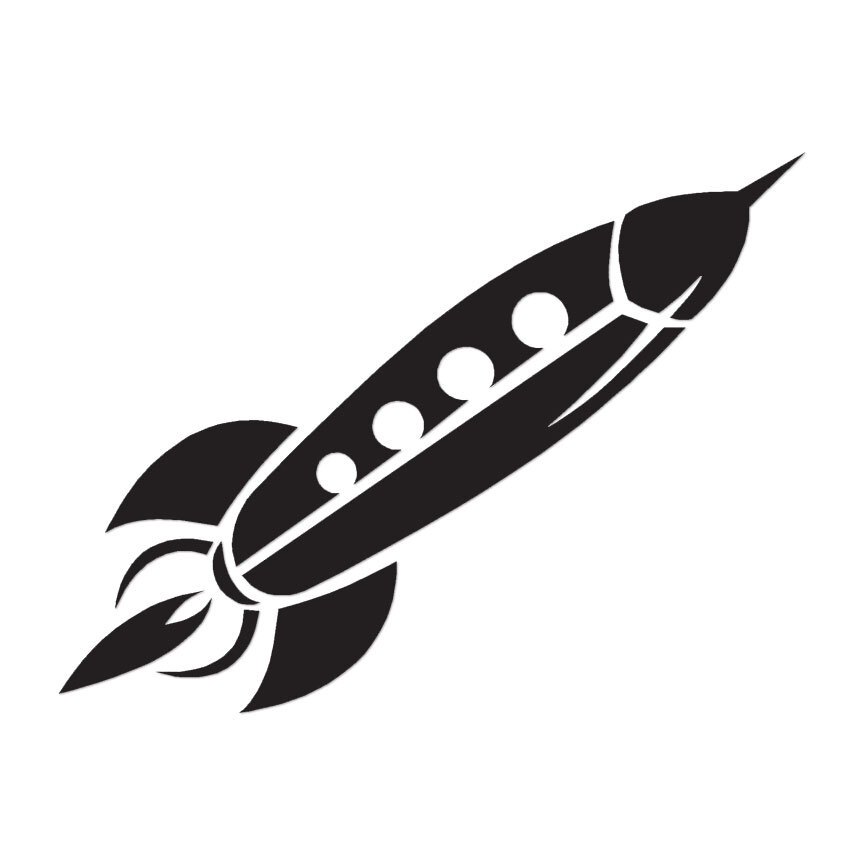 Rocket Ship Space Toy Decal Sticker - Multiple Colors and Sizes - Model ebn1075
