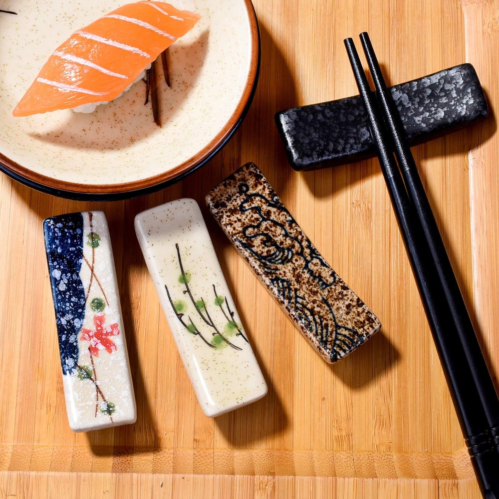 Japanese Style 4 Pcs Ceramic Chopstick Stand Rest Tableware Kitchen Tools for...