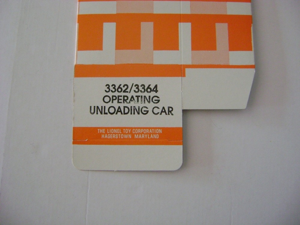 Lionel 3362/3364  Operating Unloading Car - Original Hagerstown Box