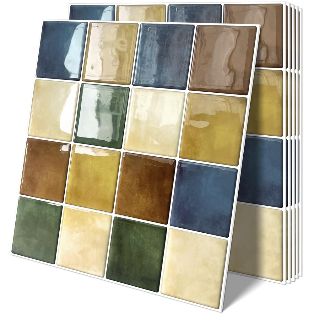 Thick Kitchen Peel and Stick Backsplash Tiles Square Self Adhesive Wall Tile ...