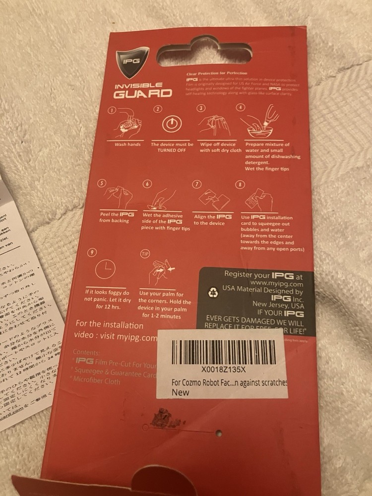 Ipg Invisible Guard For Cosmo Robot Screen Protector Open Pack 1 Left Sealed